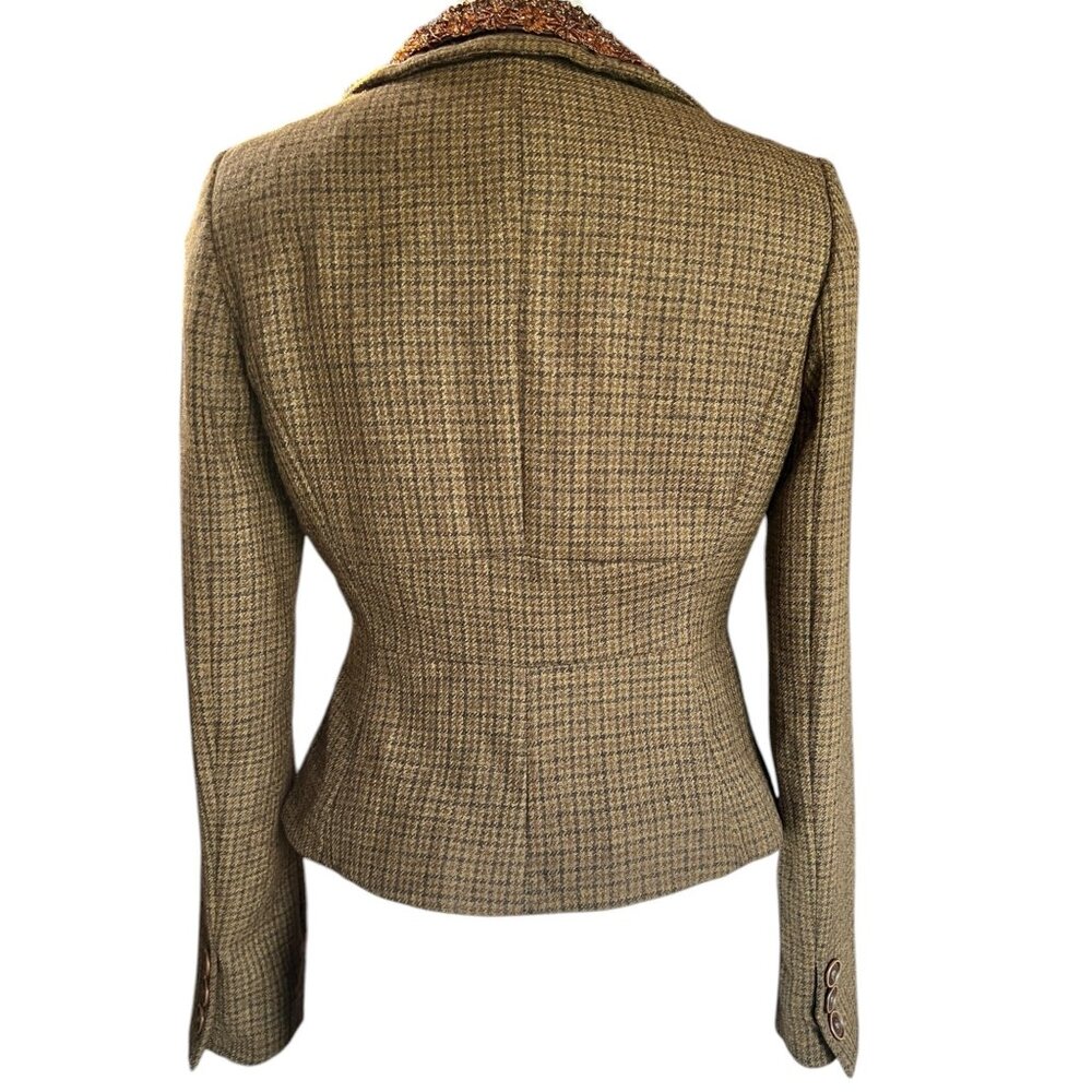 Banana Republic Womens Size 4 Tweed Fitted Suitcoat Jeweled Collar Wool & Alpaca - Picture 2 of 13